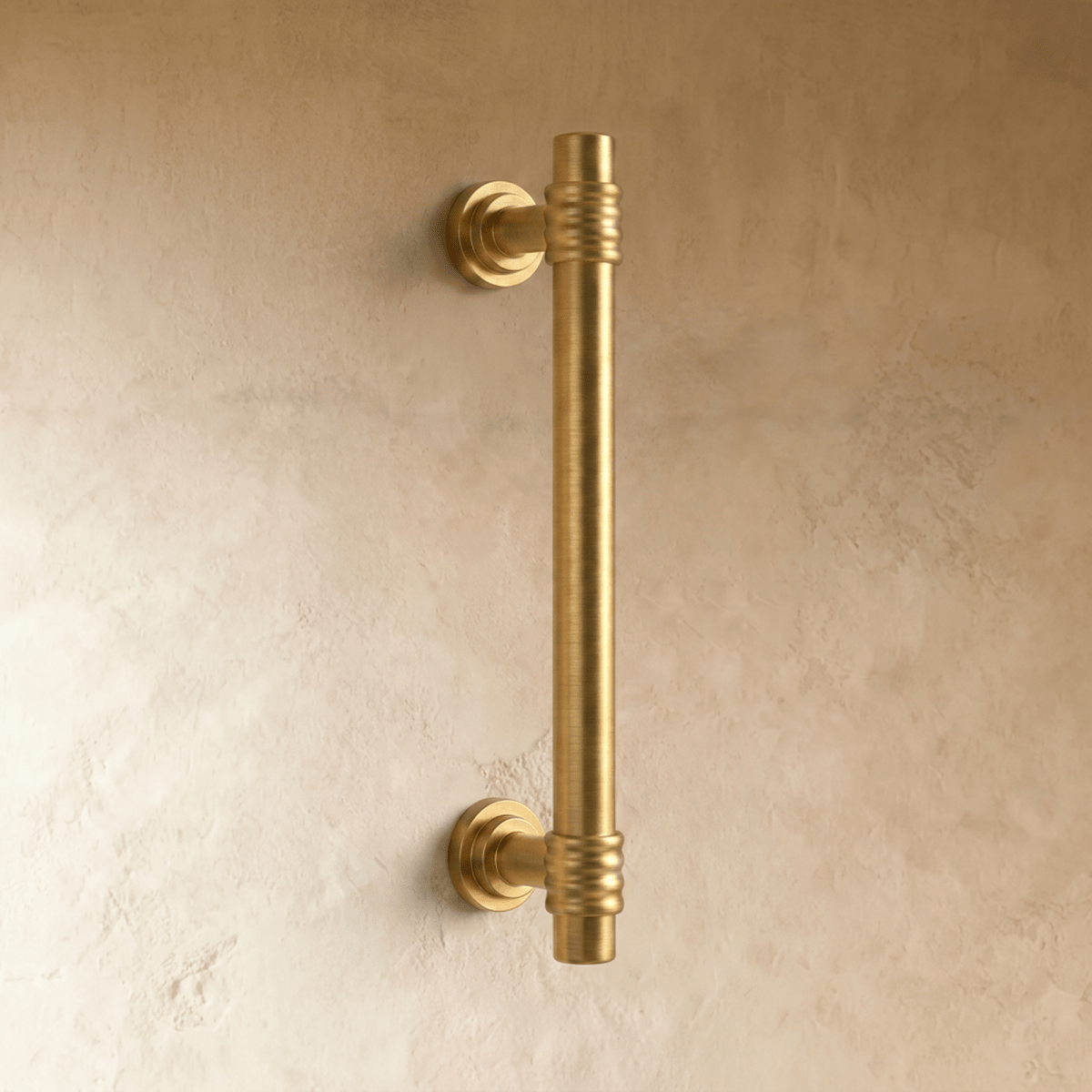 Ribbed Brass Cabinet Knobs & Drawer Pulls, Classic Kitchen & Vanity Hardware, Concentric Detail, Set of 2, 1-12.5in
