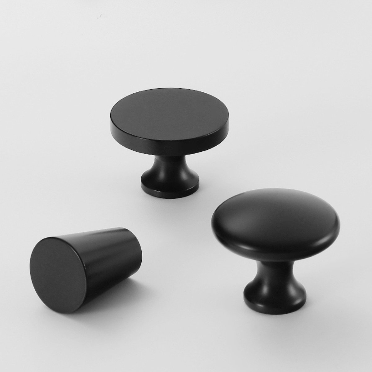 Matte Black Brass Cabinet Knobs & Drawer Pulls, Modern Kitchen & Wardrobe Hardware, T-Bar Design, Set of 2, 0.78-12.6in