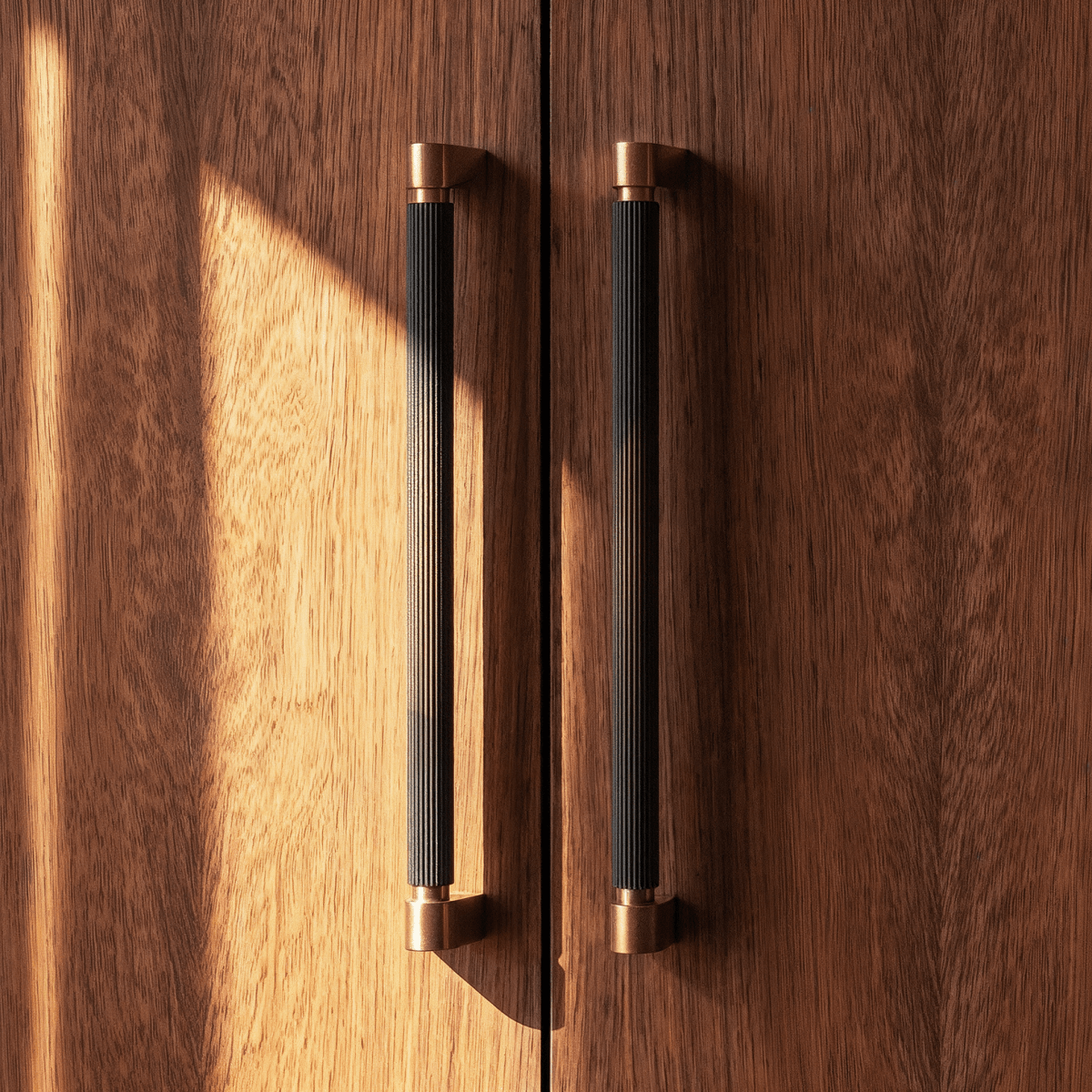 Two-Tone Aluminum Drawer Pull Bars, Modern Kitchen & Wardrobe Hardware, Handmade Color Contrast, Set of 2, 3.8-18.9in