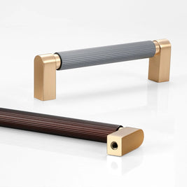 Two-Tone Aluminum Drawer Pull Bars, Modern Kitchen & Wardrobe Hardware, Handmade Color Contrast, Set of 2, 3.8-18.9in