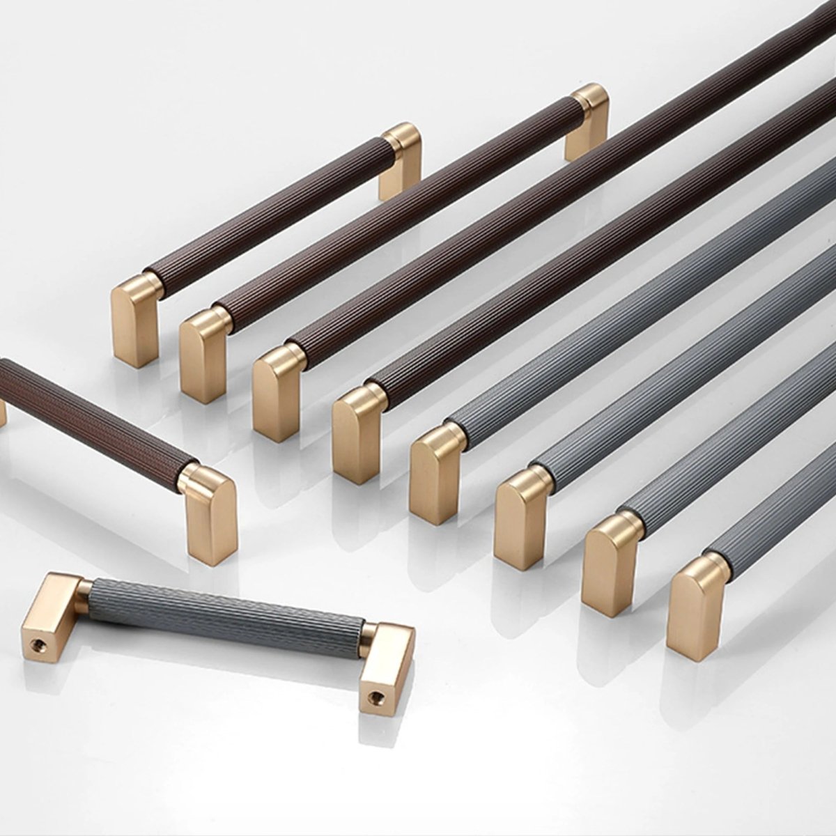 Two-Tone Aluminum Drawer Pull Bars, Modern Kitchen & Wardrobe Hardware, Handmade Color Contrast, Set of 2, 3.8-18.9in
