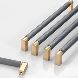 Two-Tone Aluminum Drawer Pull Bars, Modern Kitchen & Wardrobe Hardware, Handmade Color Contrast, Set of 2, 3.8-18.9in