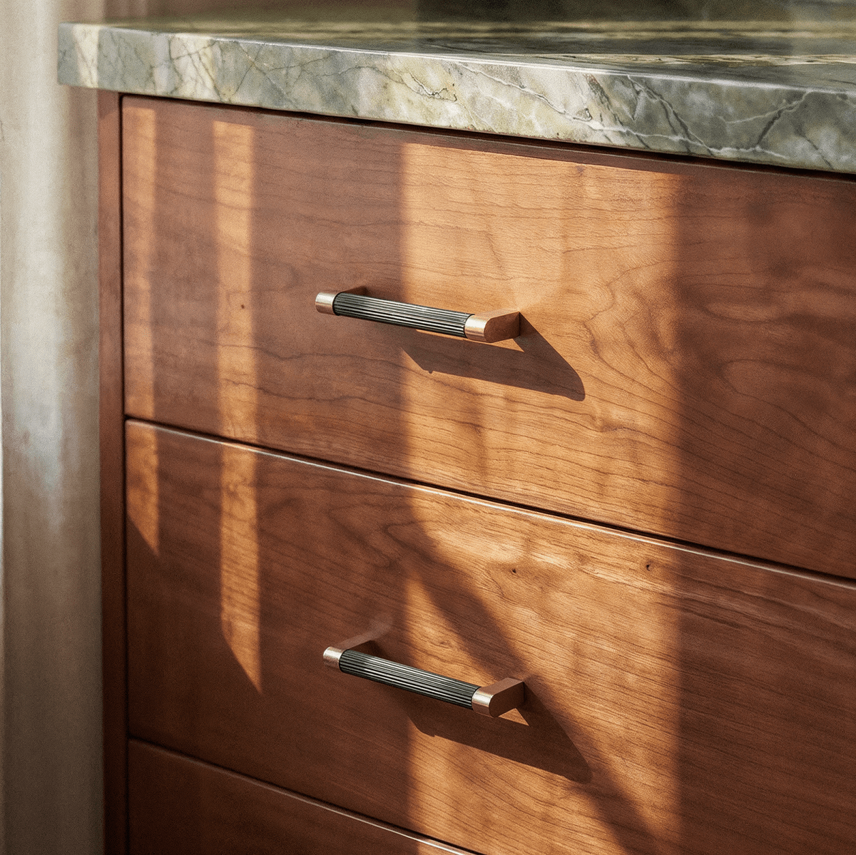 Two-Tone Aluminum Drawer Pull Bars, Modern Kitchen & Wardrobe Hardware, Handmade Color Contrast, Set of 2, 3.8-18.9in