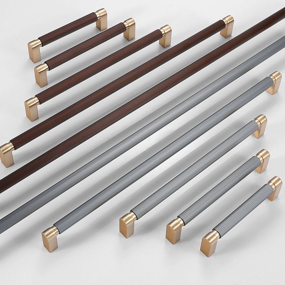 Two-Tone Aluminum Drawer Pull Bars, Modern Kitchen & Wardrobe Hardware, Handmade Color Contrast, Set of 2, 3.8-18.9in