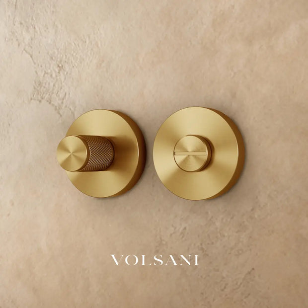 Orvo Handle and Lock - Inside Lock + Emergency Access - Brass: D2.2’’(5.5cm) x H1.6’’(4cm)