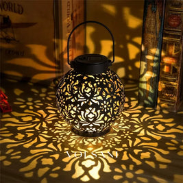 Outdoor Garden Solar Light Iron Art Hanging Light Hollow LED Landscape Light Garden Decoration Projection Light