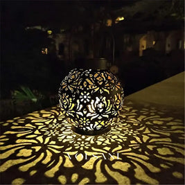 Outdoor Garden Solar Light Iron Art Hanging Light Hollow LED Landscape Light Garden Decoration Projection Light