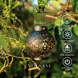 Outdoor Garden Solar Light Iron Art Hanging Light Hollow LED Landscape Light Garden Decoration Projection Light