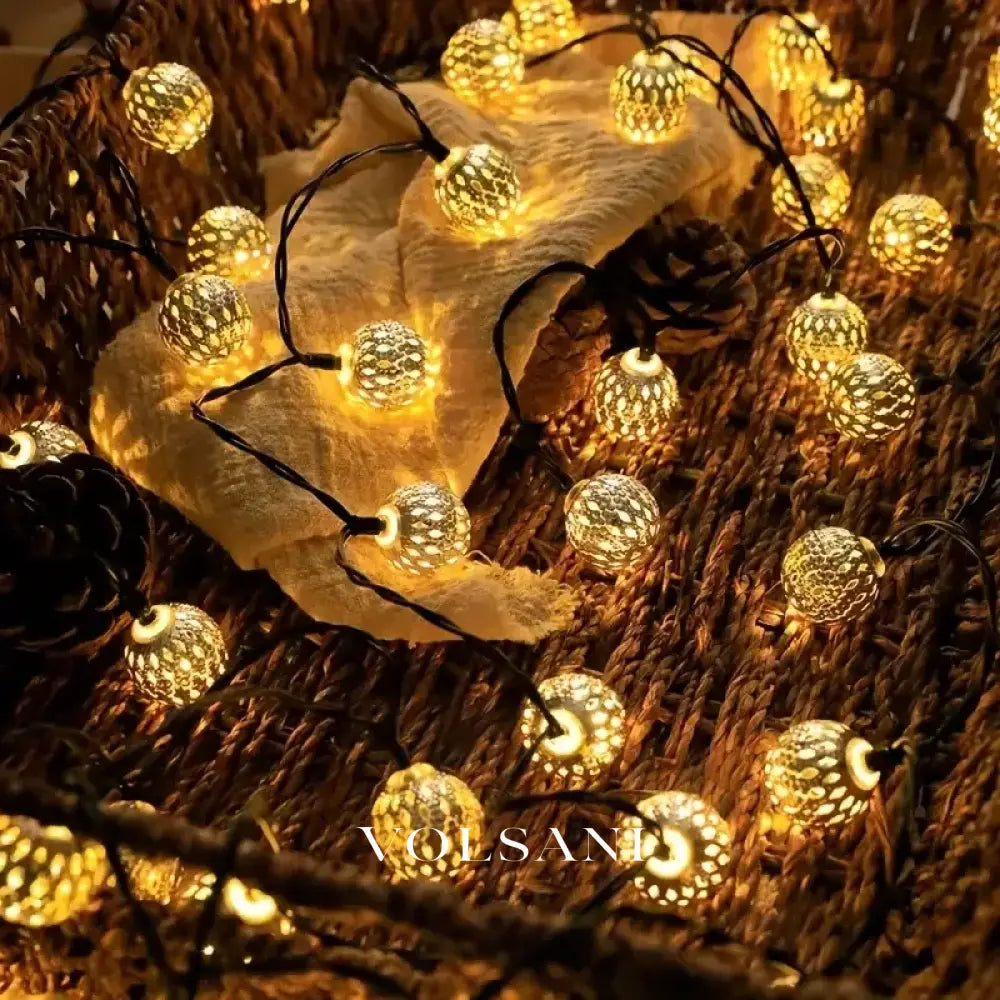 Outdoor Solar Moroccan 50/30/20LED Ball Lights 8 Modes Solar Light String for Camping Christmas Halloween Party Wedding