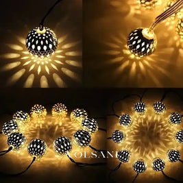 Outdoor Solar Moroccan 50/30/20LED Ball Lights 8 Modes Solar Light String for Camping Christmas Halloween Party Wedding