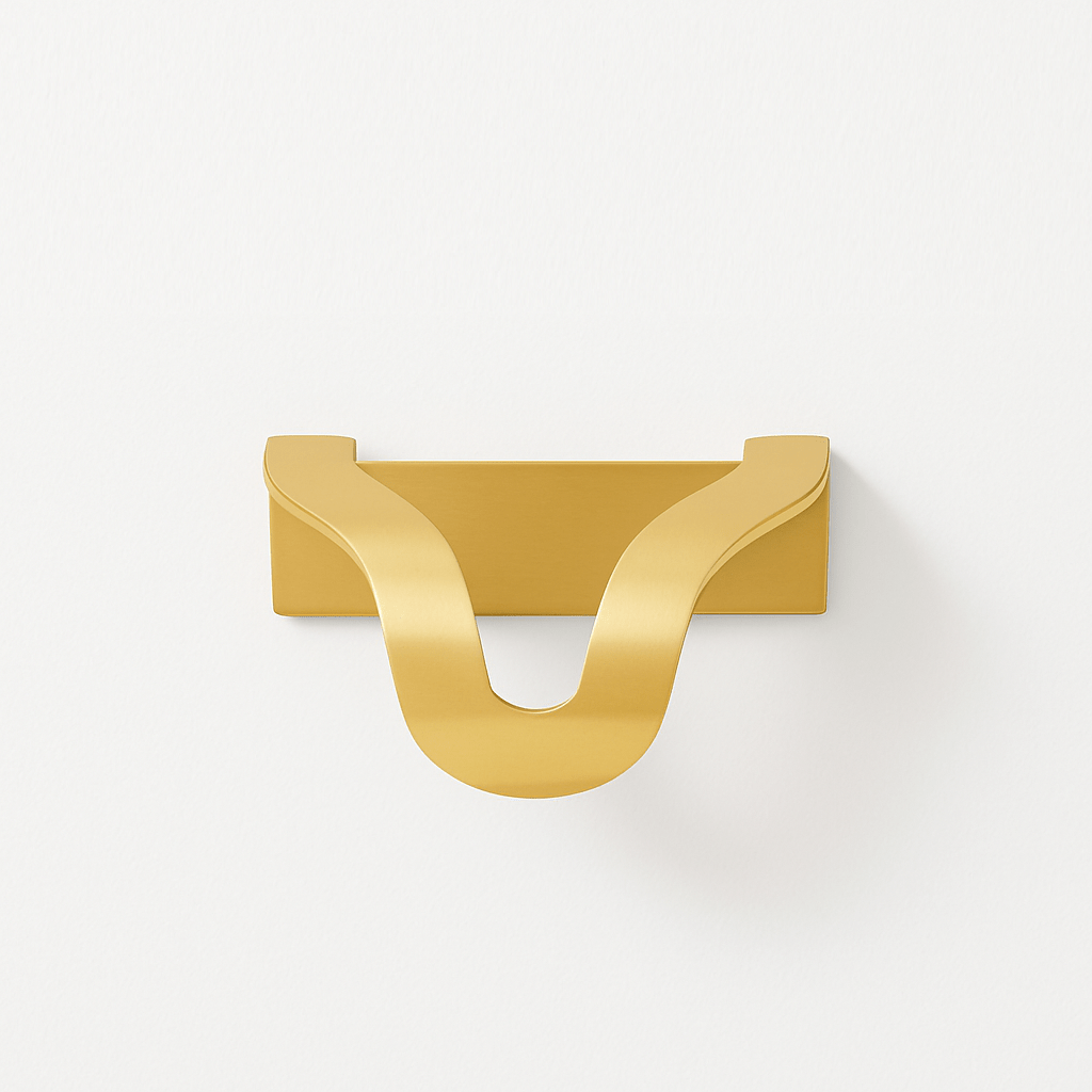 Wavy Brass Drawer Pulls, Modern Kitchen & Dresser Cabinet Hardware, Black or Gold-Tone Finish, Set of 2, 2.3-4.3in