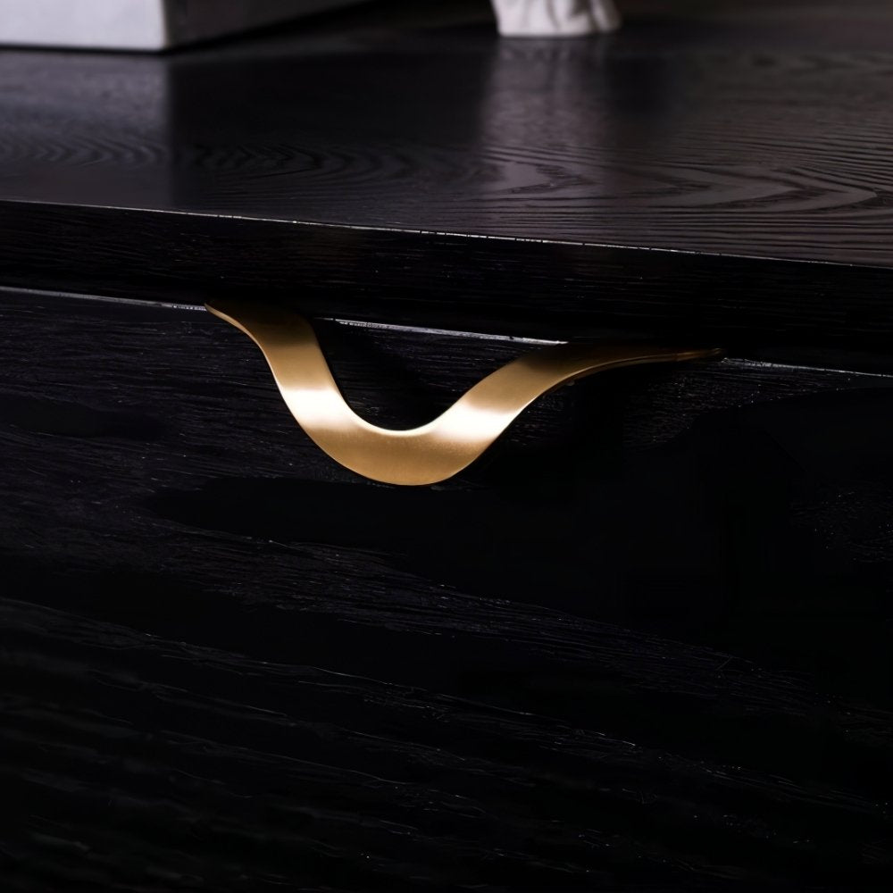 Wavy Brass Drawer Pulls, Modern Kitchen & Dresser Cabinet Hardware, Black or Gold-Tone Finish, Set of 2, 2.3-4.3in