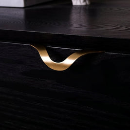 Wavy Brass Drawer Pulls, Modern Kitchen & Dresser Cabinet Hardware, Black or Gold-Tone Finish, Set of 2, 2.3-4.3in