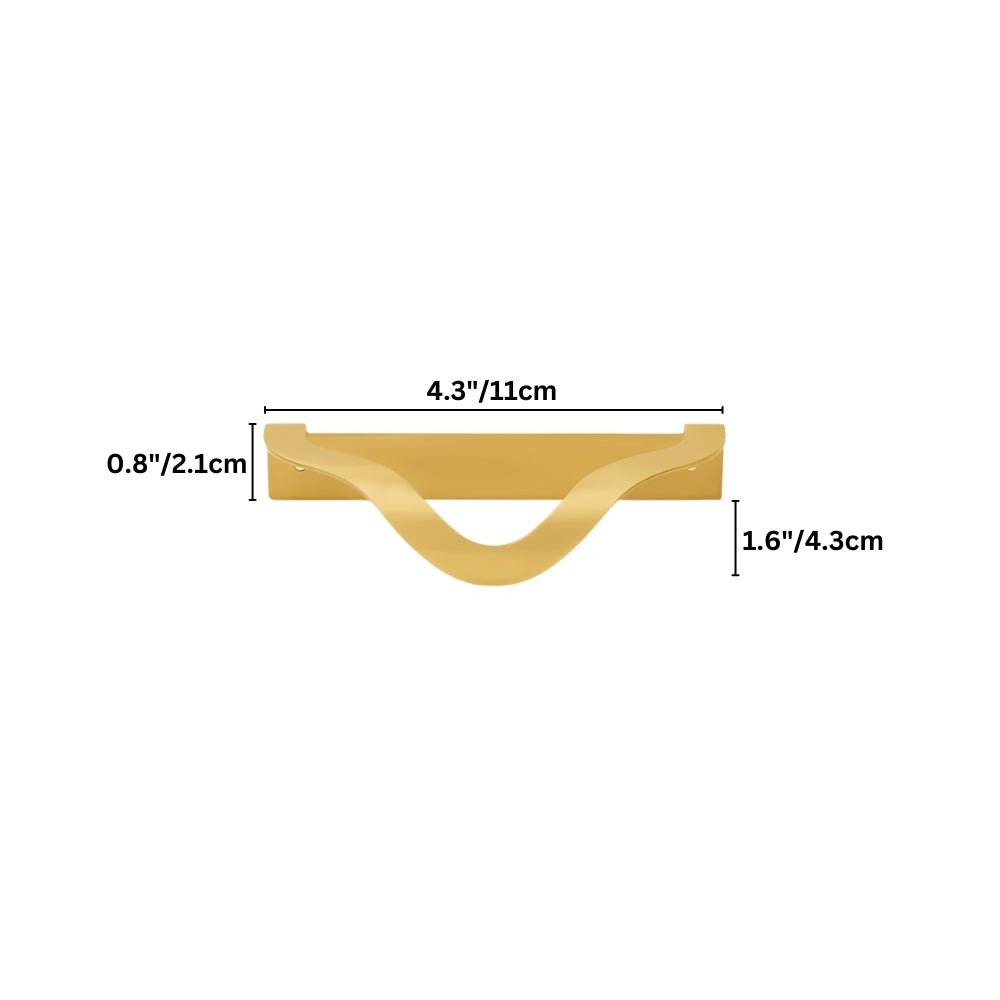 Wavy Brass Drawer Pulls, Modern Kitchen & Dresser Cabinet Hardware, Black or Gold-Tone Finish, Set of 2, 2.3-4.3in