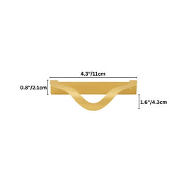 Wavy Brass Drawer Pulls, Modern Kitchen & Dresser Cabinet Hardware, Black or Gold-Tone Finish, Set of 2, 2.3-4.3in