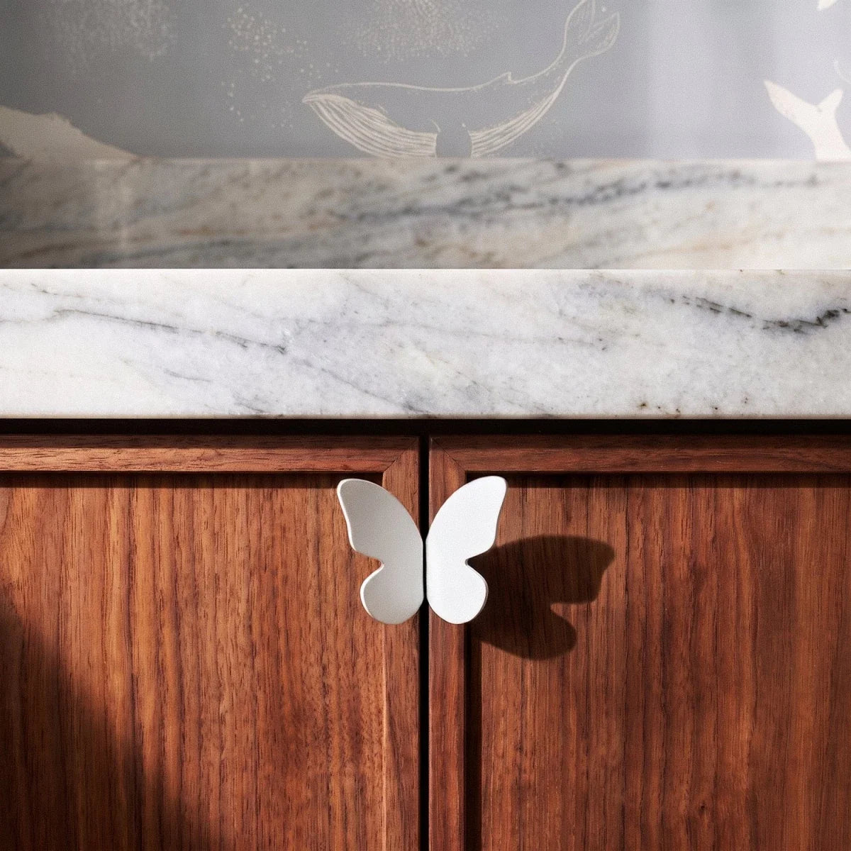 Butterfly Cabinet Pulls, Decorative Dresser & Wardrobe Drawer Handles, Gold Black White & Pink, Set of 2, 1.5 x 2.9in