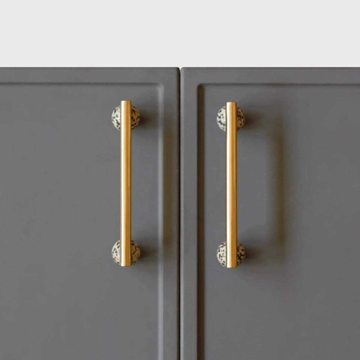 Real Marble Drawer Pull Bars, Nordic Kitchen & Dresser Cabinet Hardware, Brass Mounts, Set of 2 in 4 Patterns, 3.8-15.1in