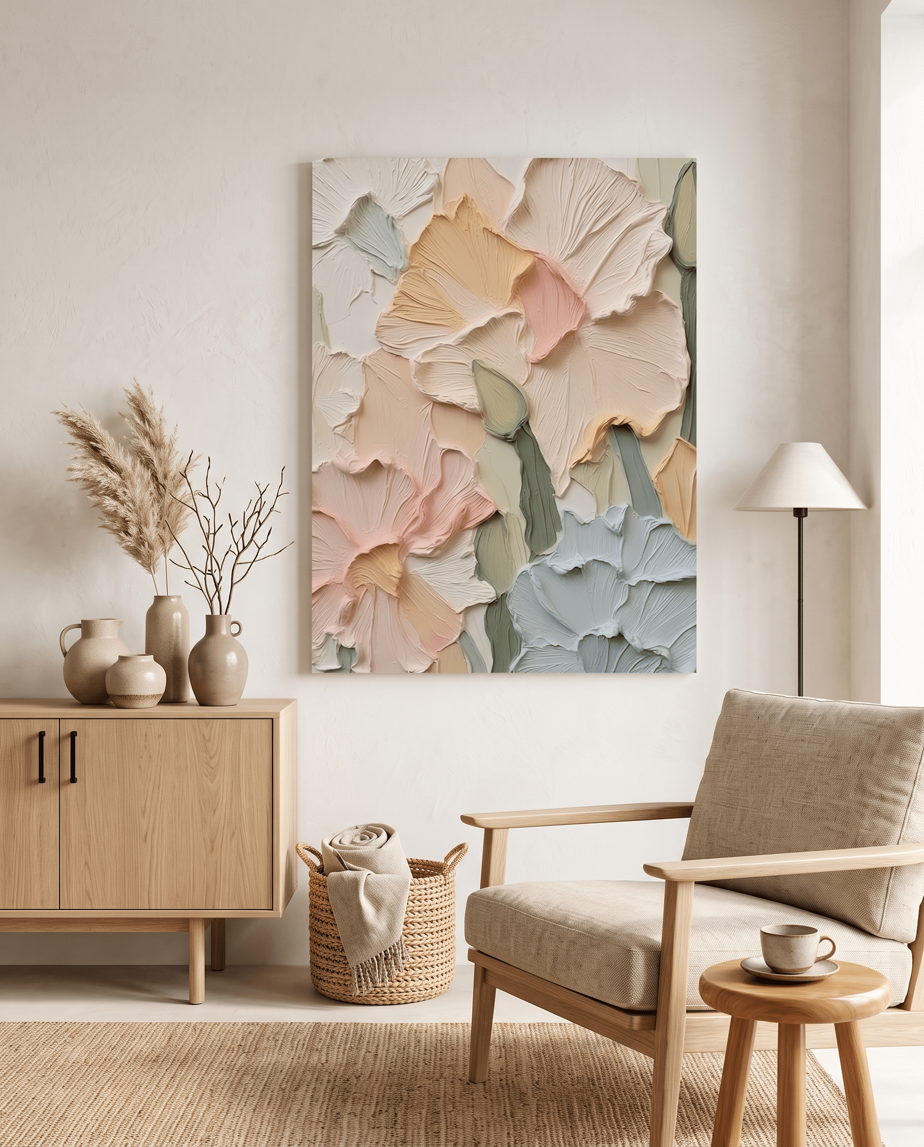 Pastel Bloemen – Zacht Abstract Schilderij - Volsani