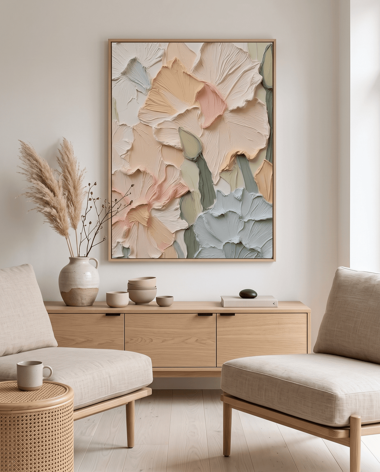 Pastel Bloemen – Zacht Abstract Schilderij - Volsani