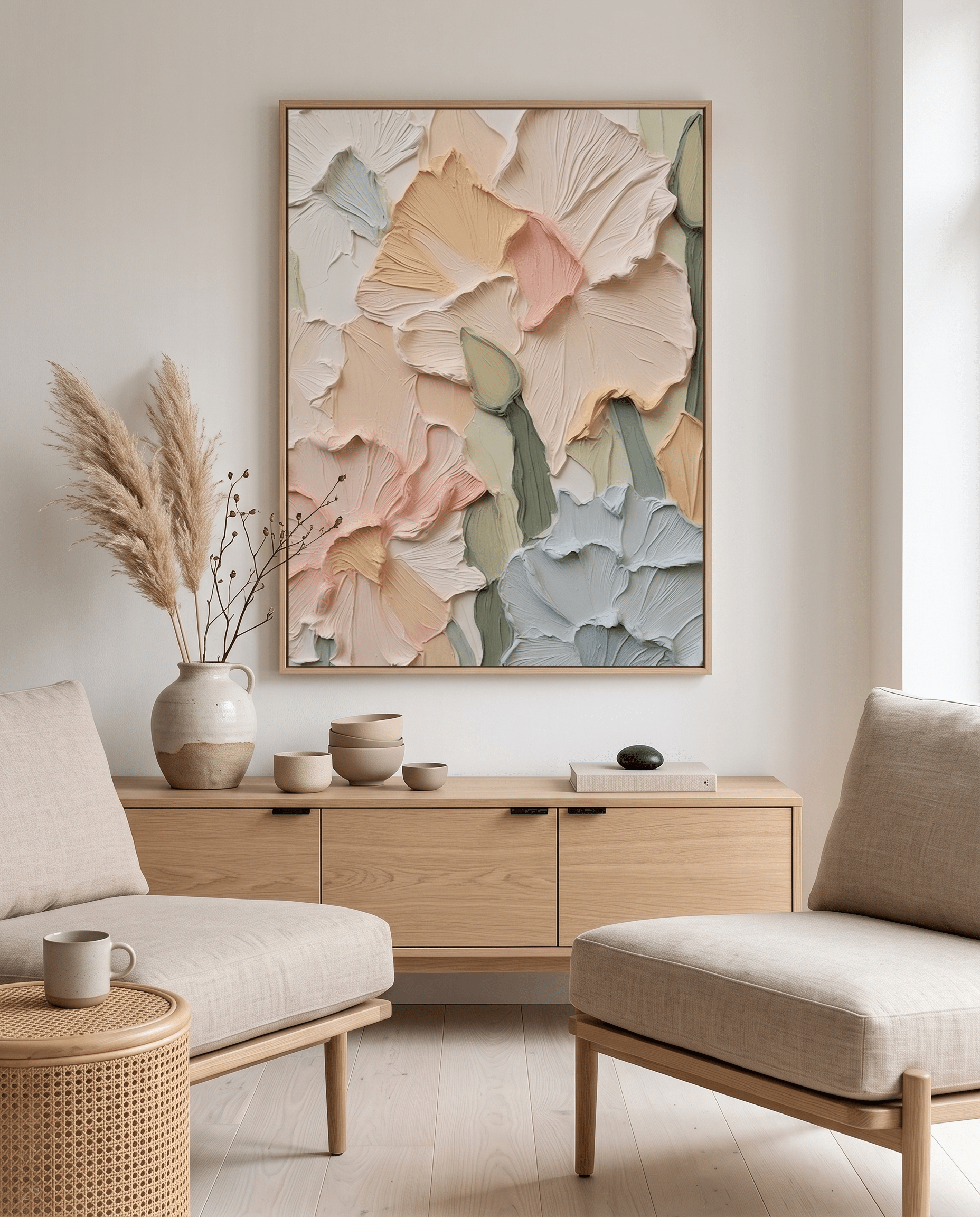 Pastel Bloemen – Zacht Abstract Schilderij - Volsani