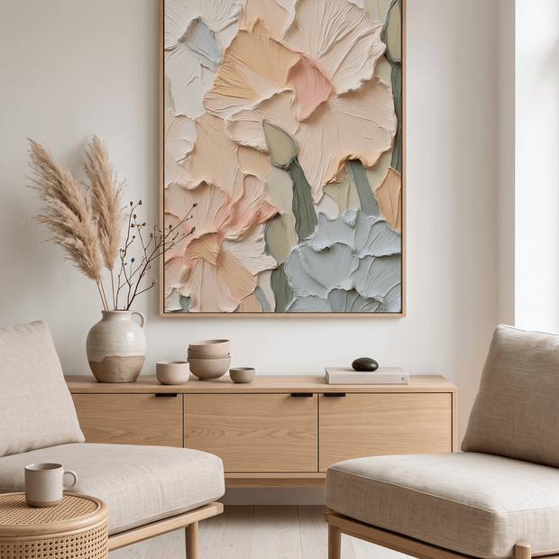 Pastel Bloemen – Zacht Abstract Schilderij - Volsani