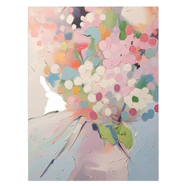 Pastel Bloemenboeket – Abstract Schilderij (Wit & Roze) - Volsani