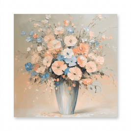 Pastel Bloemenboeket in Vaas – Bloemschilderij - Volsani