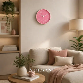 Pink Wall Clock with Luminous Numerals Nordic Bedroom & Living Room Clock Non Ticking Silent Sweep 2 Frames 12in