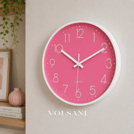 Pink Wall Clock with Luminous Numerals Nordic Bedroom & Living Room Clock Non Ticking Silent Sweep 2 Frames 12in
