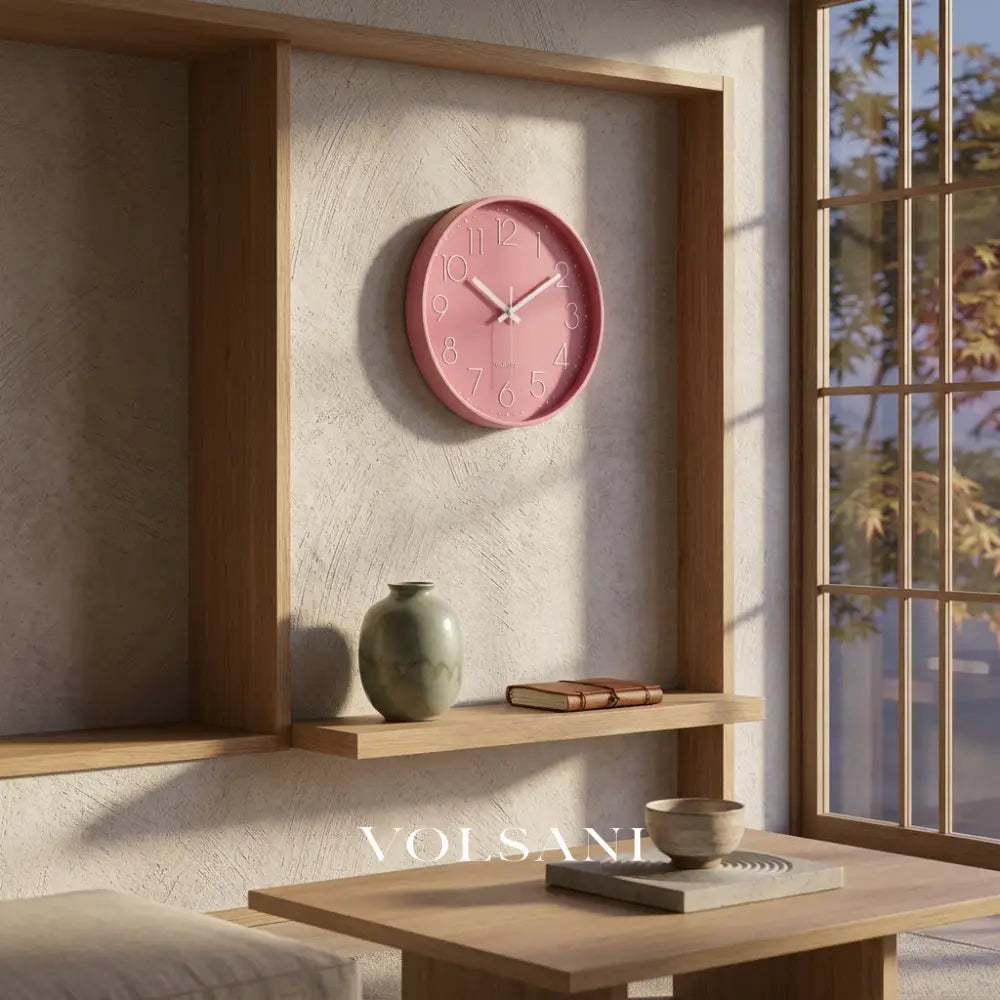 Large Pink Wall Clock in a bedroom