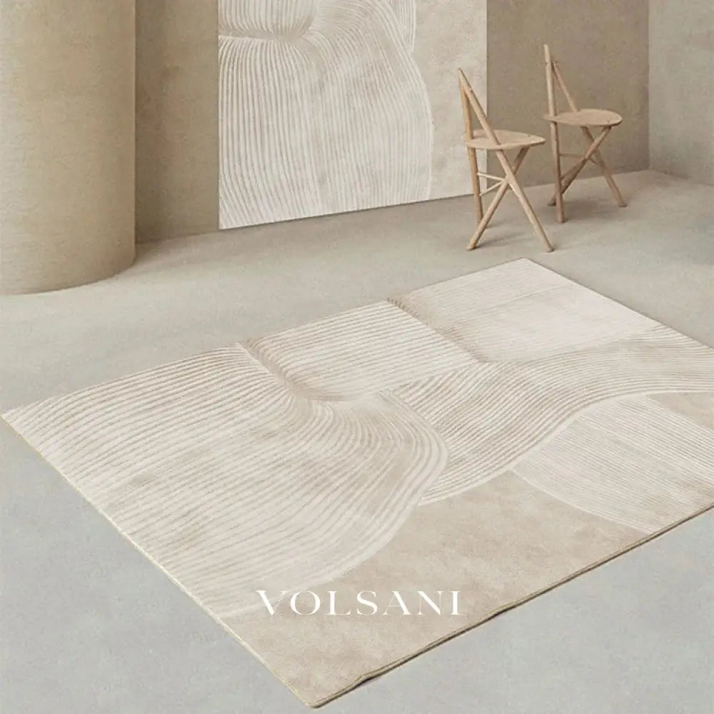 Plush Area Rug with Carved Pattern Japanese Minimalist Living Room & Bedroom Rug Non Slip Backing 4 Designs 31-118in
