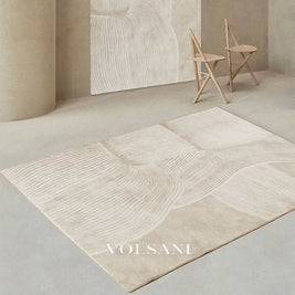 Plush Area Rug with Carved Pattern Japanese Minimalist Living Room & Bedroom Rug Non Slip Backing 4 Designs 31-118in