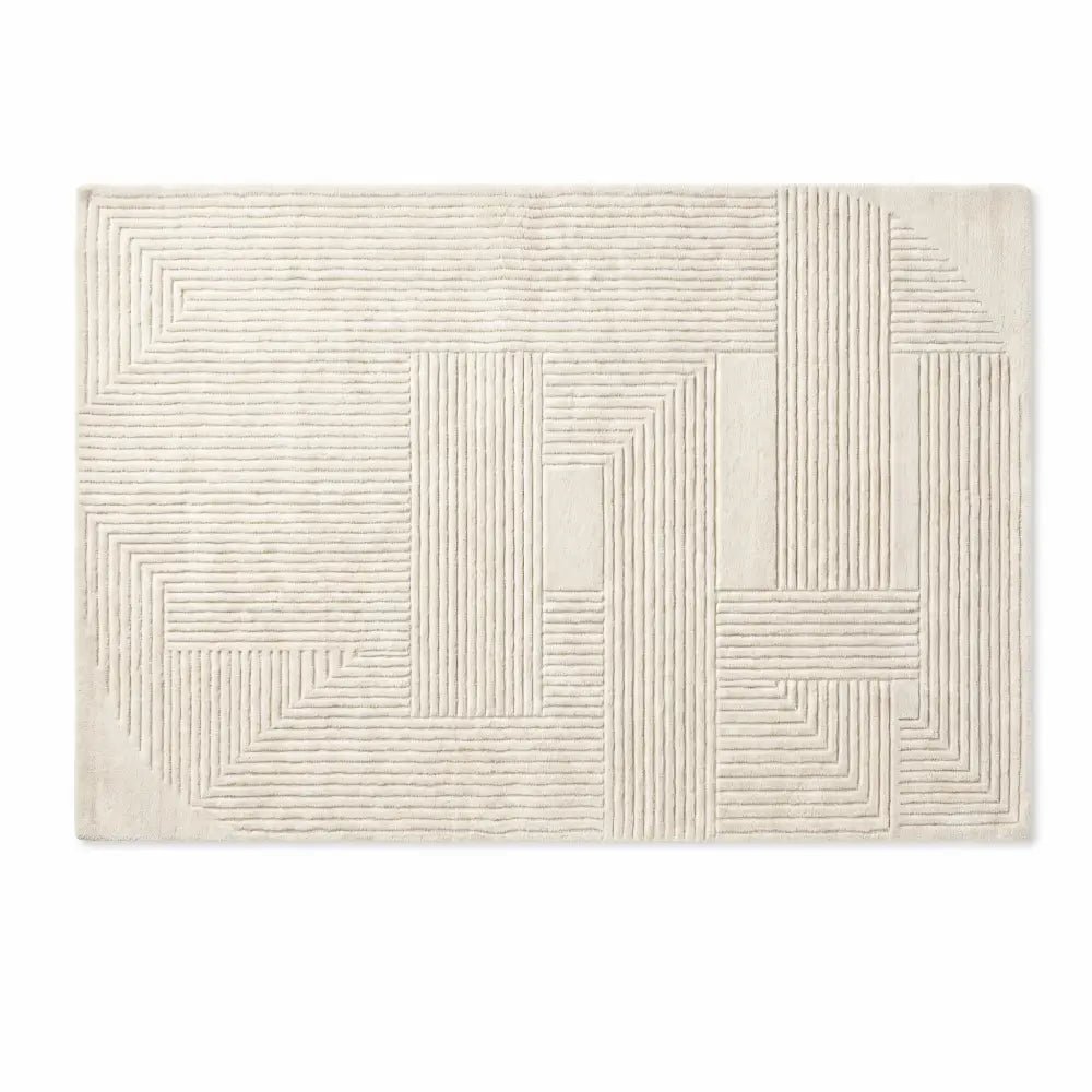 Plush Area Rug with Carved Pattern Japanese Minimalist Living Room & Bedroom Rug Non Slip Backing 4 Designs 31-118in