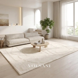 Plush Area Rug with Carved Pattern Japanese Minimalist Living Room & Bedroom Rug Non Slip Backing 4 Designs 31-118in