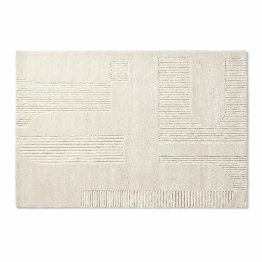 Plush Area Rug with Carved Pattern Japanese Minimalist Living Room & Bedroom Rug Non Slip Backing 4 Designs 31-118in