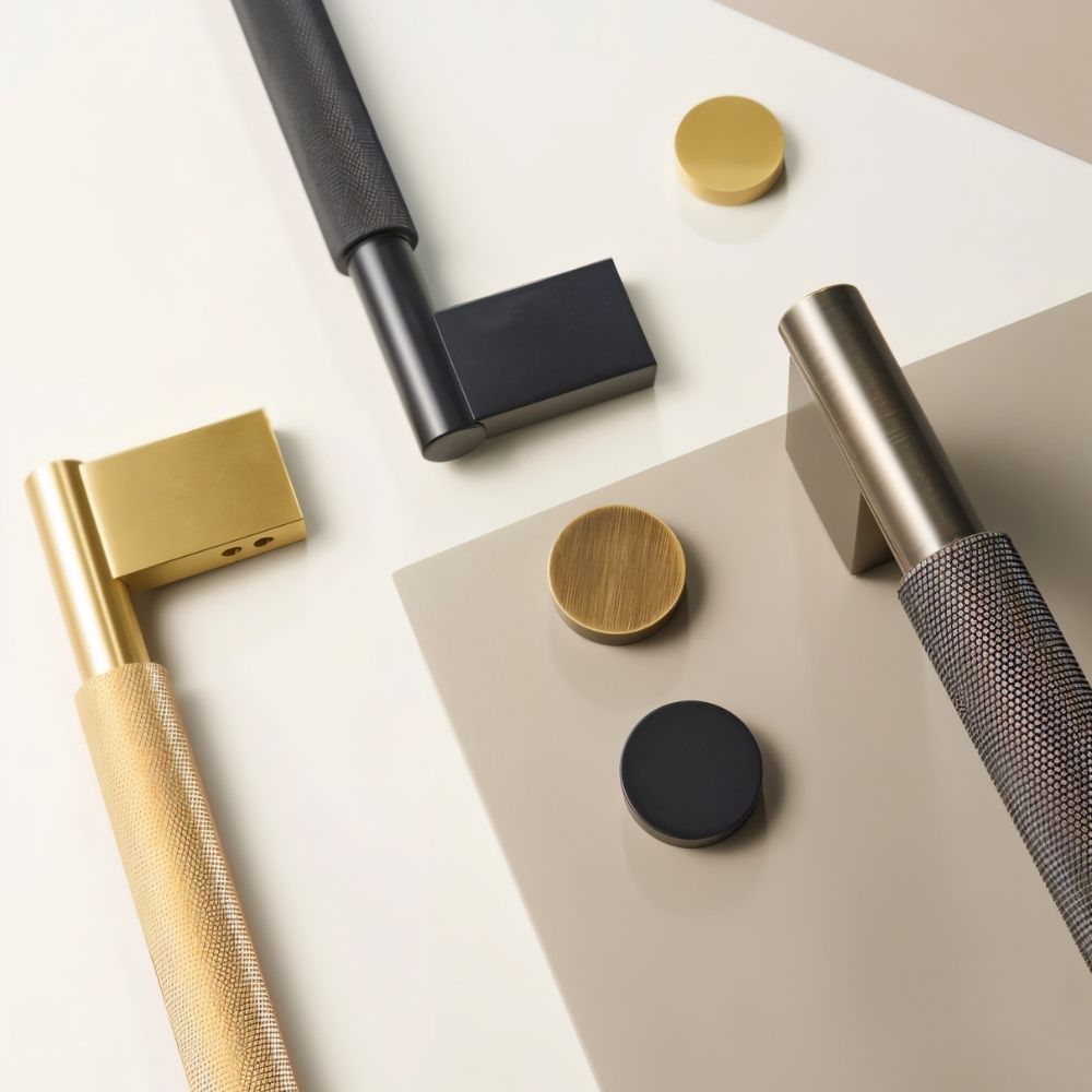 Solid Brass Double-Sided Door Pull, Modern Entry & Interior Door Hardware, Knurled Grip, Single or Double Configuration, 10.6-16.5in