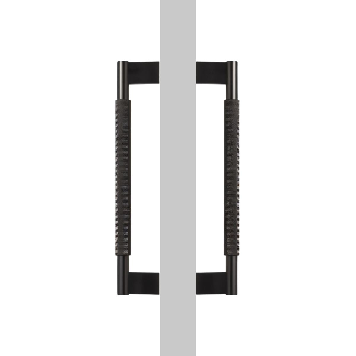 Solid Brass Double-Sided Door Pull, Modern Entry & Interior Door Hardware, Knurled Grip, Single or Double Configuration, 10.6-16.5in