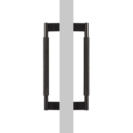 Solid Brass Double-Sided Door Pull, Modern Entry & Interior Door Hardware, Knurled Grip, Single or Double Configuration, 10.6-16.5in