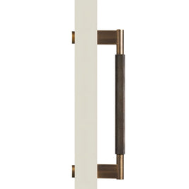 Solid Brass Double-Sided Door Pull, Modern Entry & Interior Door Hardware, Knurled Grip, Single or Double Configuration, 10.6-16.5in