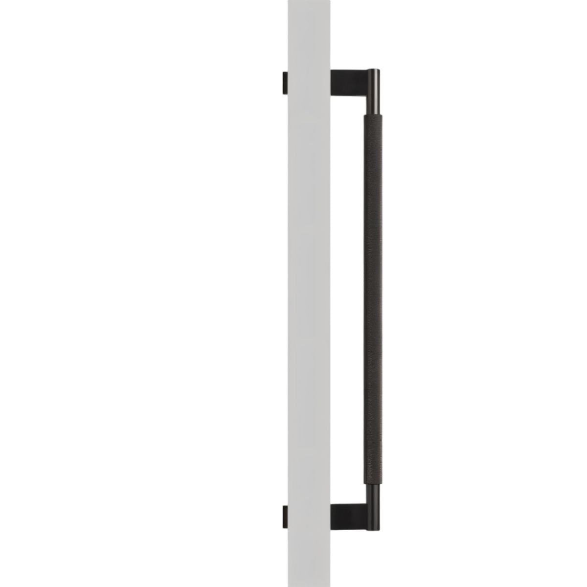 Solid Brass Double-Sided Door Pull, Modern Entry & Interior Door Hardware, Knurled Grip, Single or Double Configuration, 10.6-16.5in