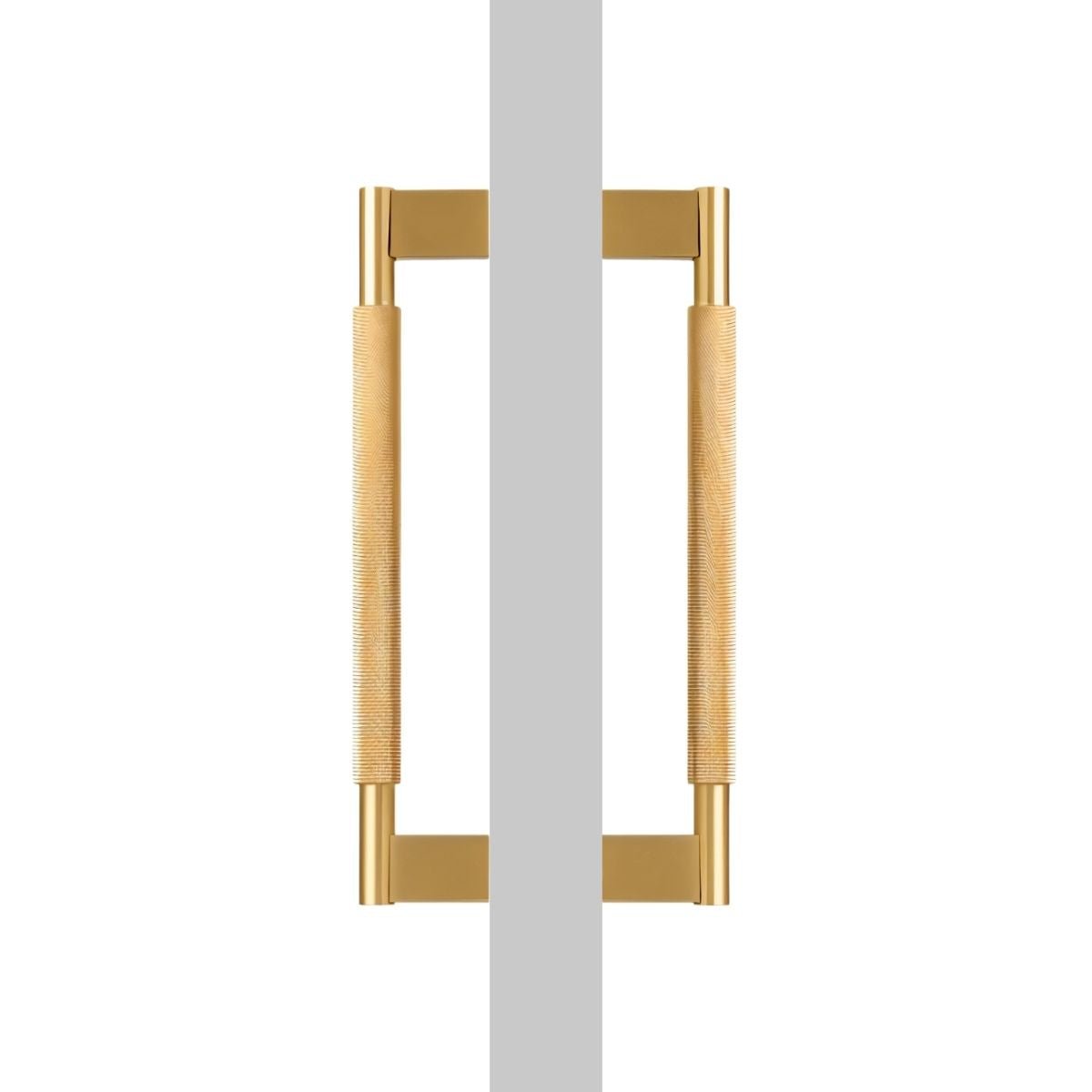 Solid Brass Double-Sided Door Pull, Modern Entry & Interior Door Hardware, Knurled Grip, Single or Double Configuration, 10.6-16.5in