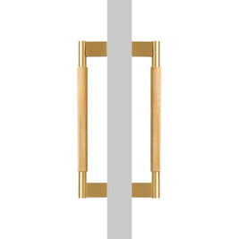 Solid Brass Double-Sided Door Pull, Modern Entry & Interior Door Hardware, Knurled Grip, Single or Double Configuration, 10.6-16.5in