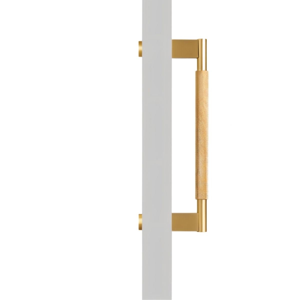 Solid Brass Double-Sided Door Pull, Modern Entry & Interior Door Hardware, Knurled Grip, Single or Double Configuration, 10.6-16.5in