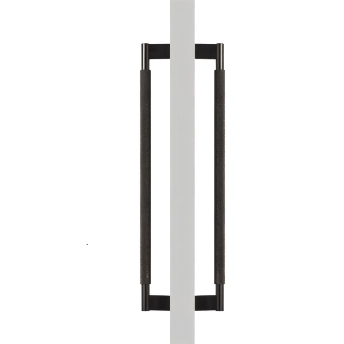 Solid Brass Double-Sided Door Pull, Modern Entry & Interior Door Hardware, Knurled Grip, Single or Double Configuration, 10.6-16.5in