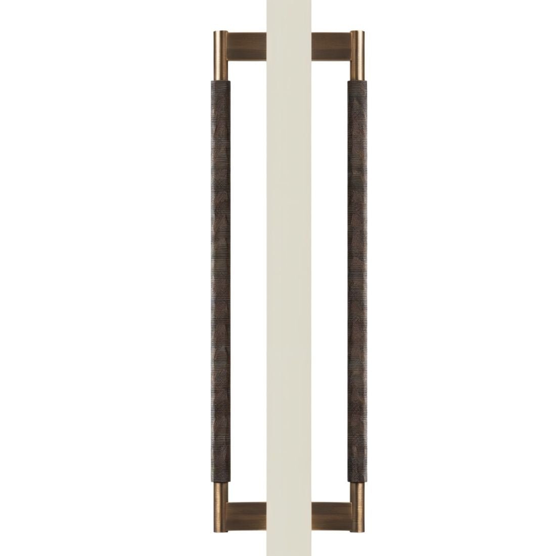 Solid Brass Double-Sided Door Pull, Modern Entry & Interior Door Hardware, Knurled Grip, Single or Double Configuration, 10.6-16.5in