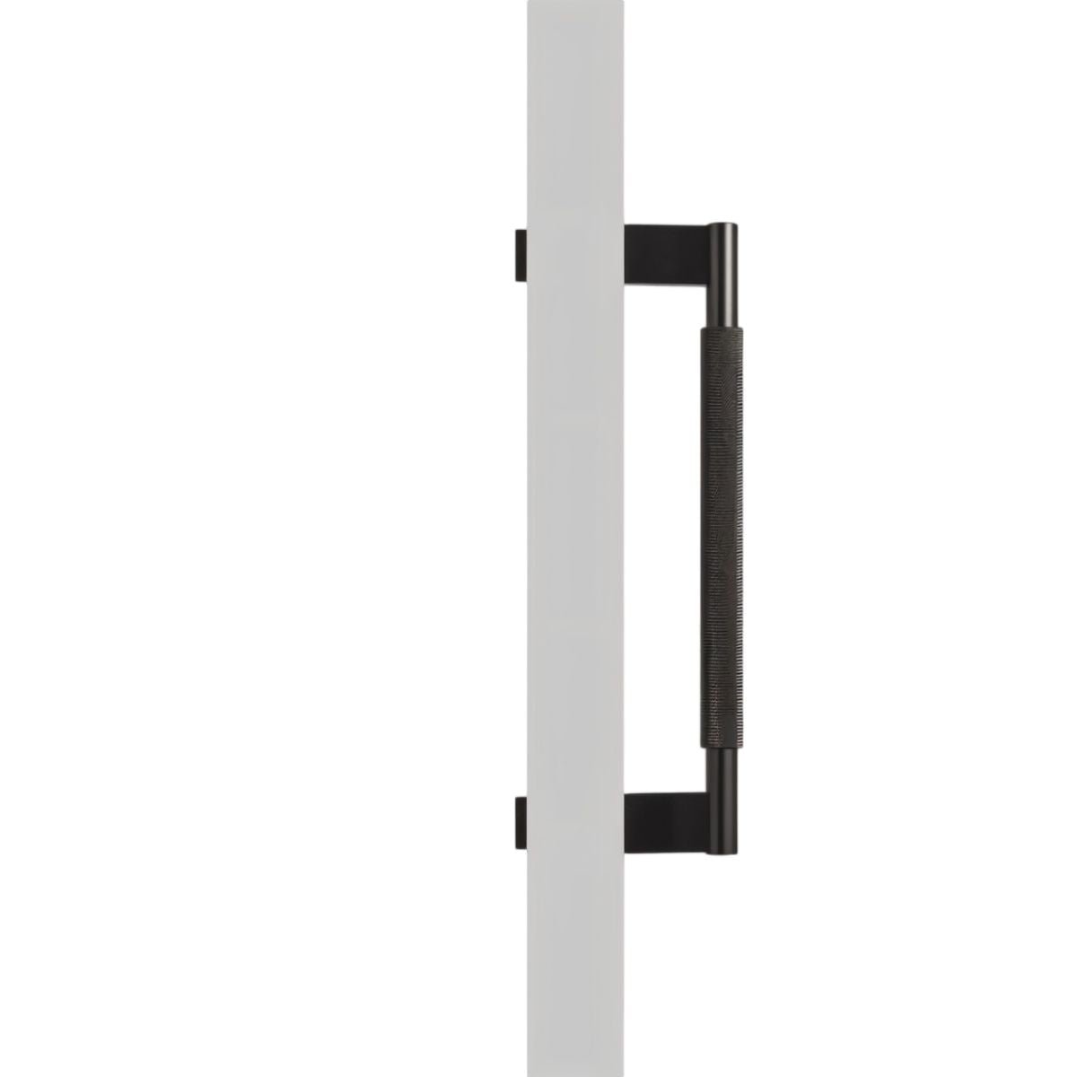 Solid Brass Double-Sided Door Pull, Modern Entry & Interior Door Hardware, Knurled Grip, Single or Double Configuration, 10.6-16.5in