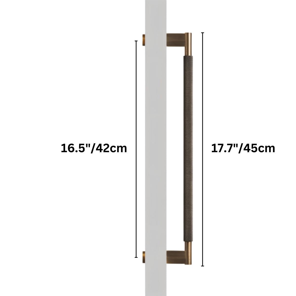 Solid Brass Double-Sided Door Pull, Modern Entry & Interior Door Hardware, Knurled Grip, Single or Double Configuration, 10.6-16.5in
