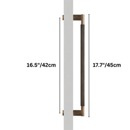 Solid Brass Double-Sided Door Pull, Modern Entry & Interior Door Hardware, Knurled Grip, Single or Double Configuration, 10.6-16.5in