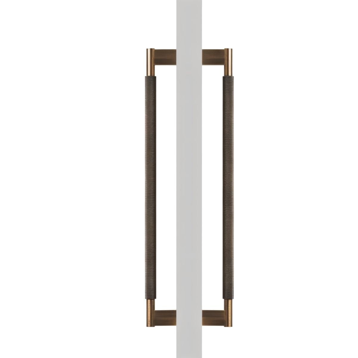 Solid Brass Double-Sided Door Pull, Modern Entry & Interior Door Hardware, Knurled Grip, Single or Double Configuration, 10.6-16.5in