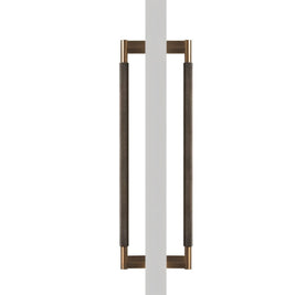 Solid Brass Double-Sided Door Pull, Modern Entry & Interior Door Hardware, Knurled Grip, Single or Double Configuration, 10.6-16.5in